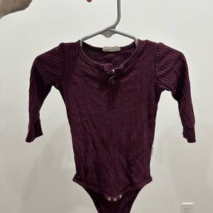 Jamie Kay Plum and tan Long Sleeve Kids One Piece bodysuits 1 year